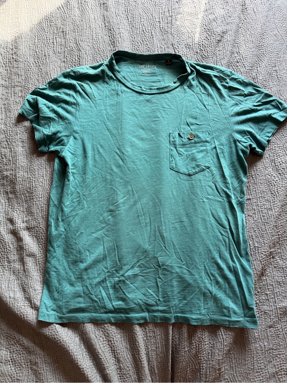 Todd Snyder Teal Short-Sleeve Pocket Crew Neck Tee